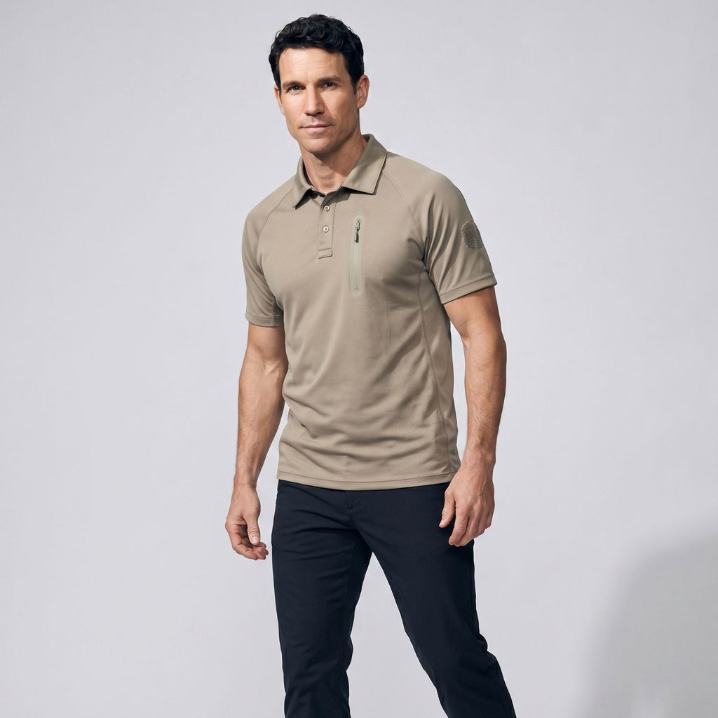 Herren Schnelltrocknendes Polo-Shirt mit Reißverschlusstasche