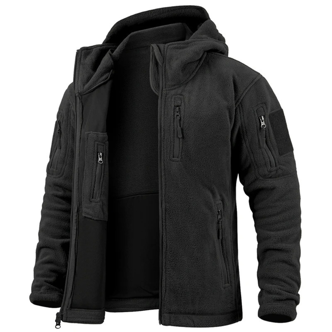 Herren Taktische Fleecejacke – Thermo Outdoor Hoodie mit Reißverschlusstaschen