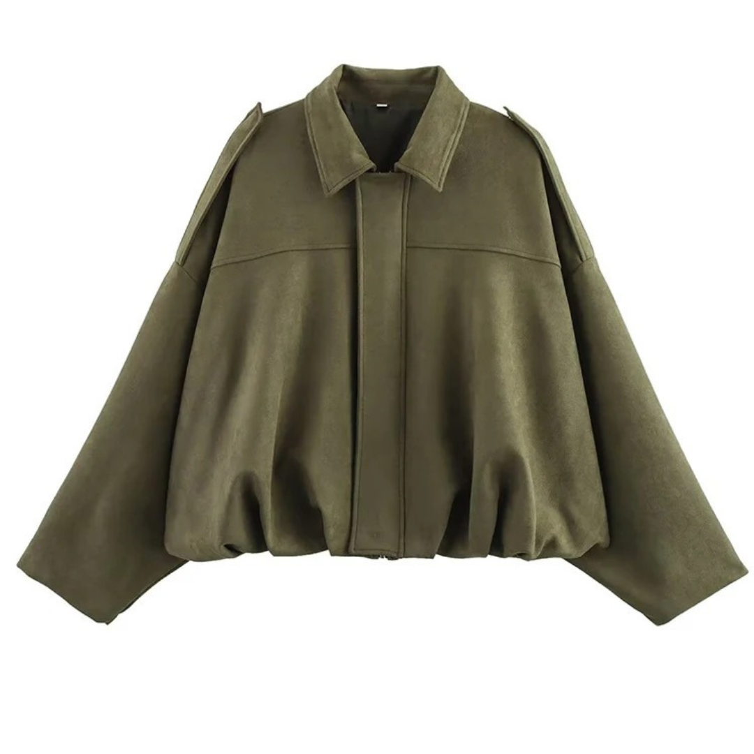 Damen Oversize Zip-Up Jacke – SoftFlow Urban Mantel