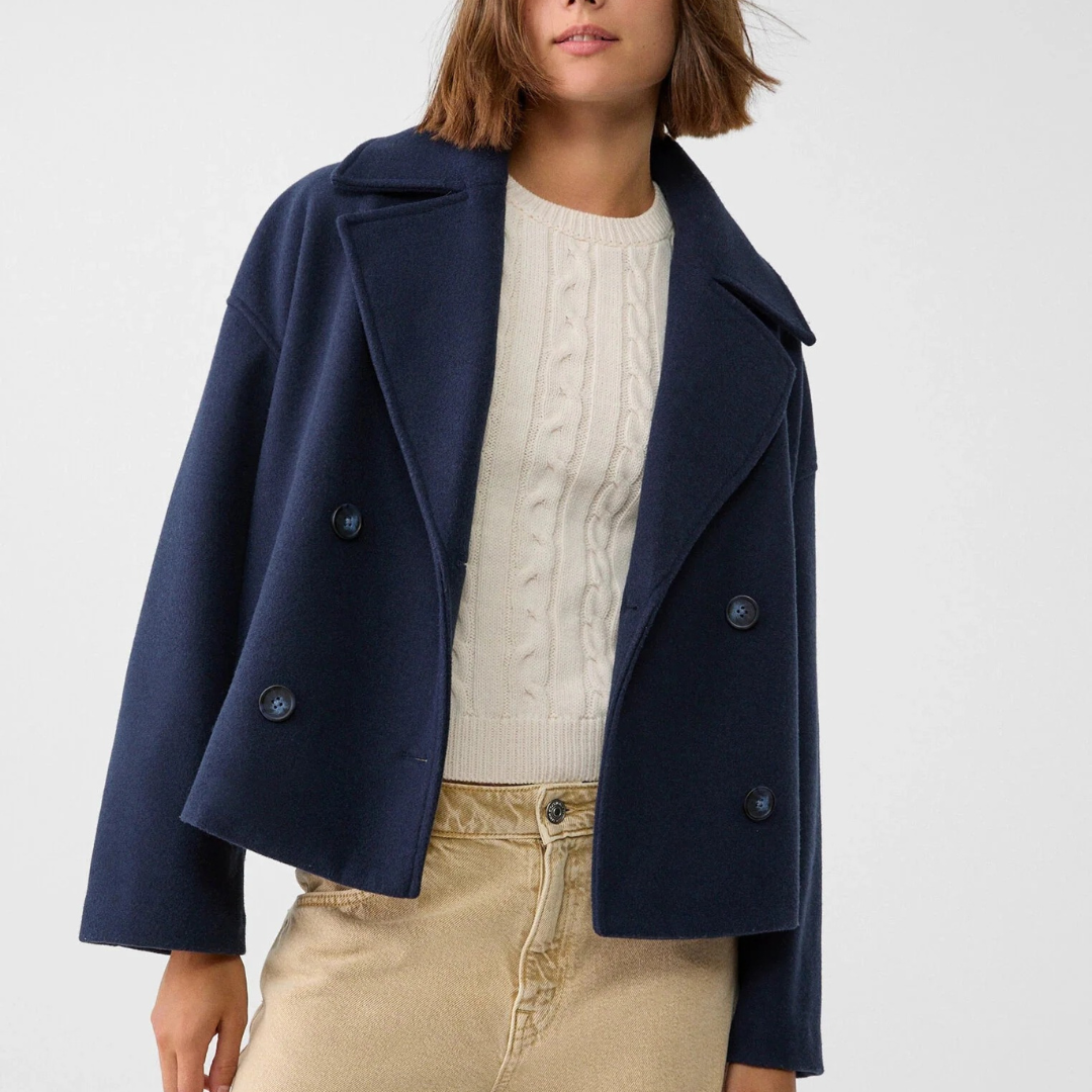 Damen Kurz geschnittener mantel – Vintage Zweireihige Jacke