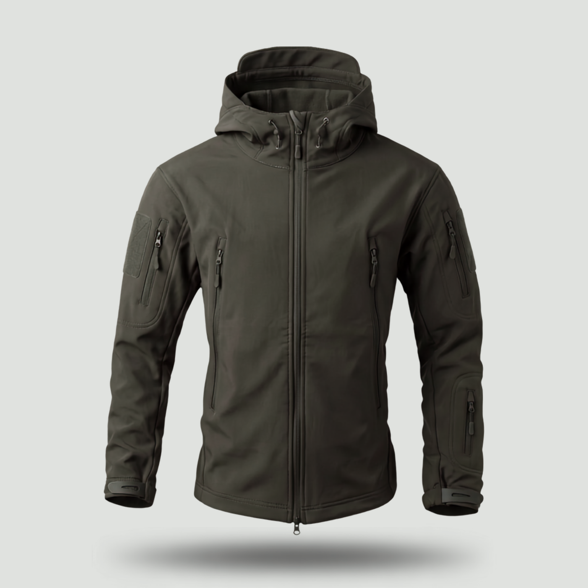 Herren Softshelljacke fleecegefüttert – Jacke im Militärstil mit Kapuze
