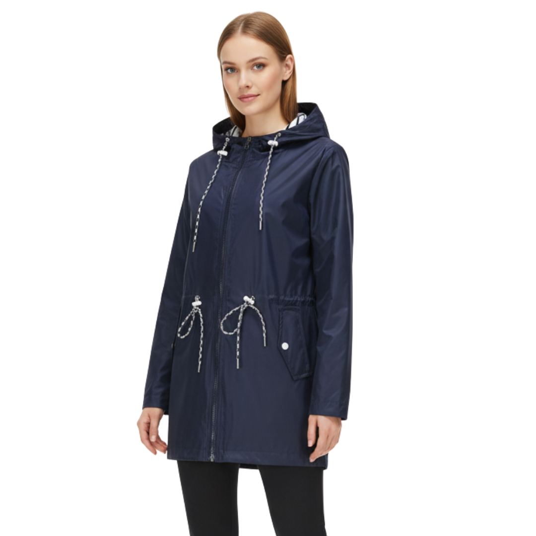 Damen Wasserdichte Leichte Jacke mit Verstellbarer Taille – Regenjacke mit Kapuze