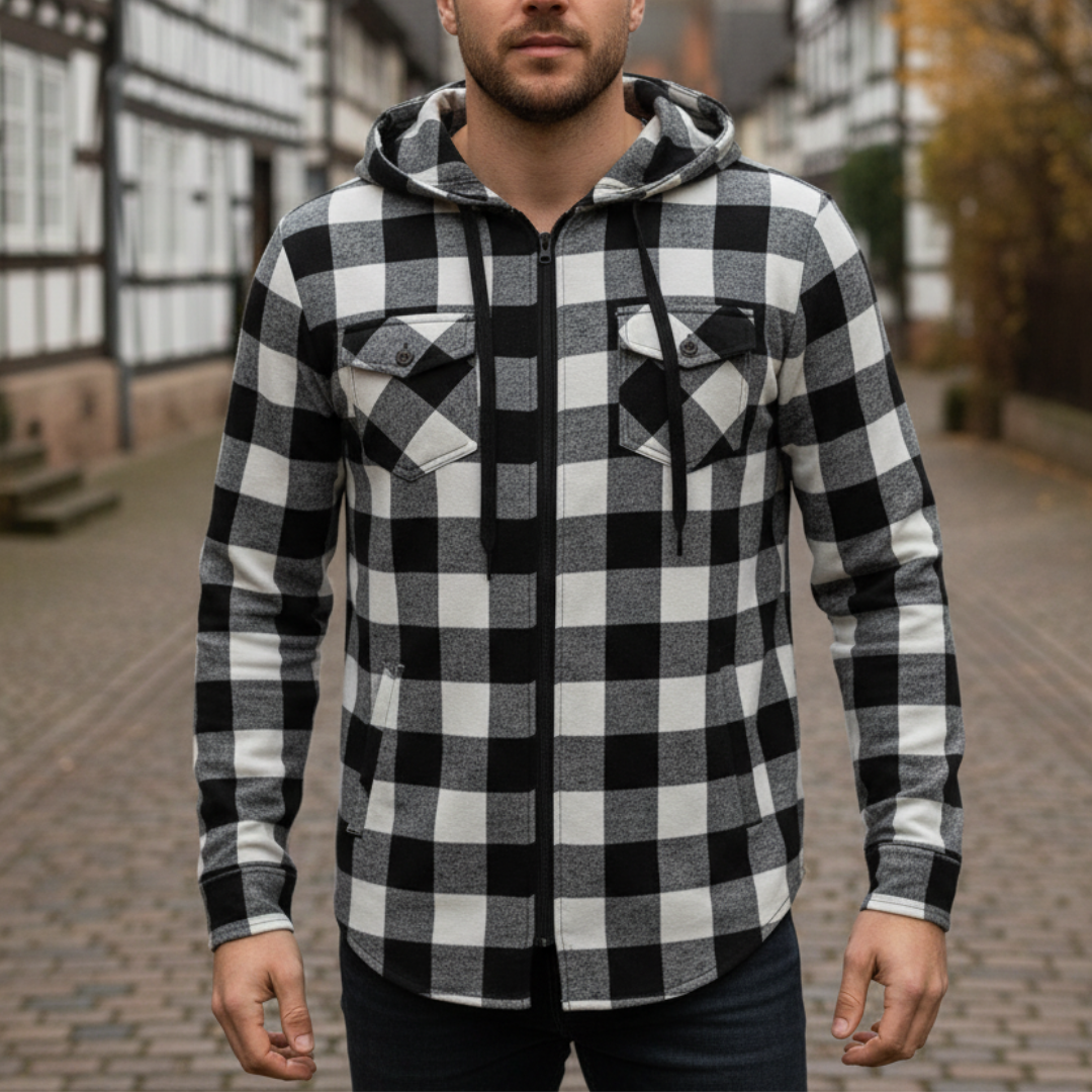 Flanell Kapuzenhemd mit Knopfleiste & atmungsaktivem Material – NordFlan Comfort Pullover
