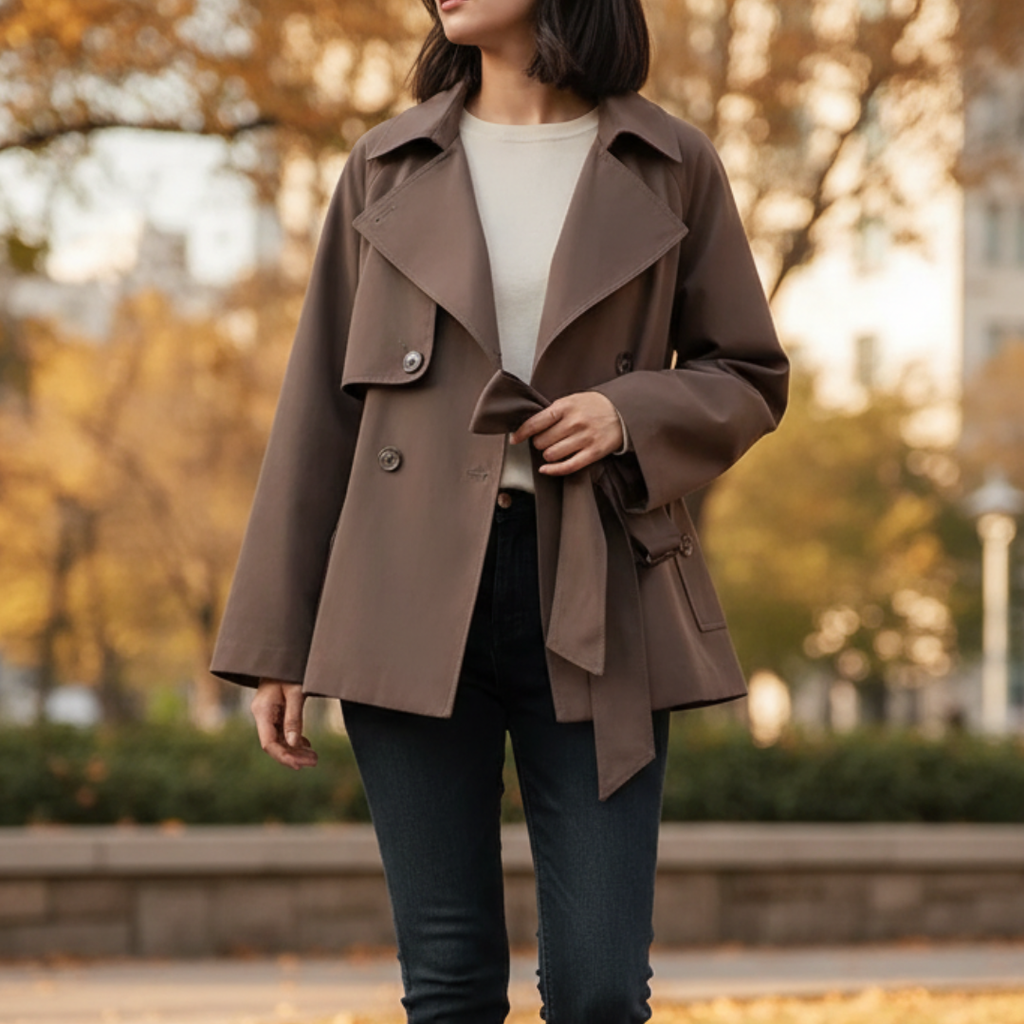 Mantel Damen mit Taillengürtel & Doppelreiher – Maillard Grace Coat