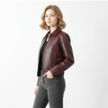 Damen Cropped Kunstlederjacke – Moto-Stil mit Reißverschluss