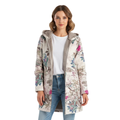 Damen Gefütterter Winterparka mit Kapuze – Becca Fleece-Mantel mit Blumenmuster