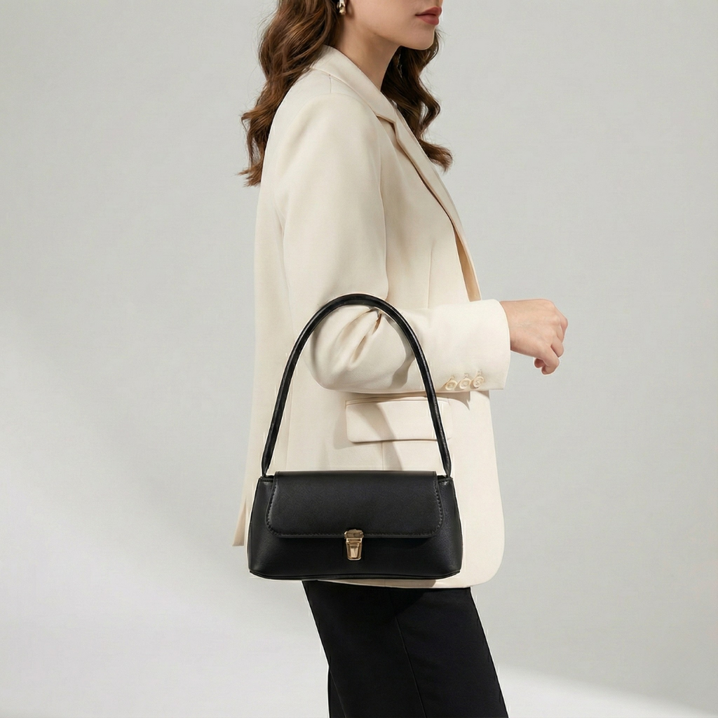 Retro Schulterhandtasche mit Überschlag