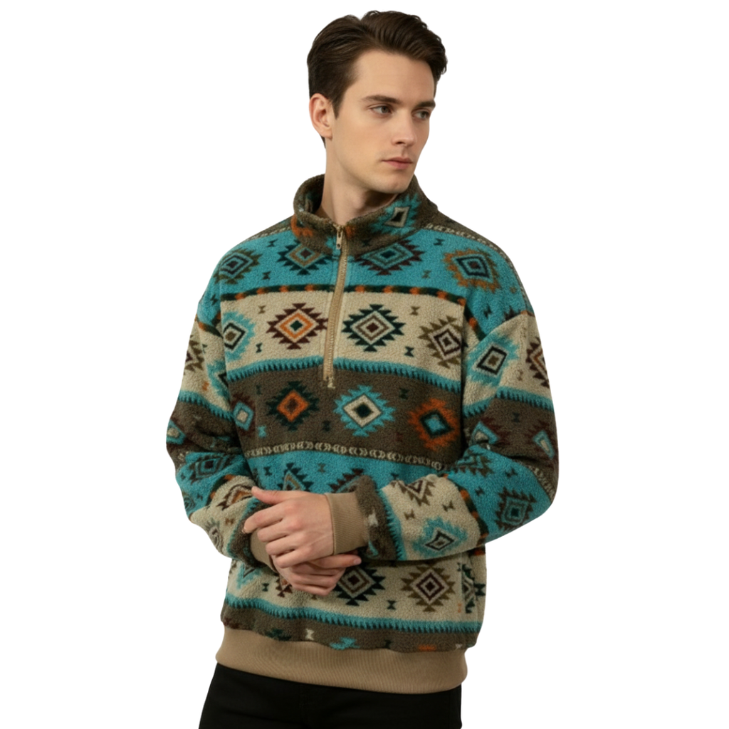 AlpinePattern Fleece-Pullover im Winterdesign