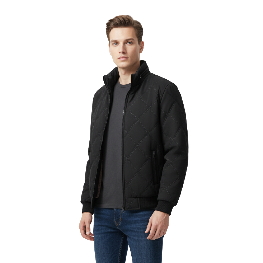 Herren Steppjacke mit Fleece-Futter – Stehkragen Mantel