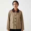 Jacke Damen Khaki mit strukturiertem Kragen – Oxford Barn Jacket