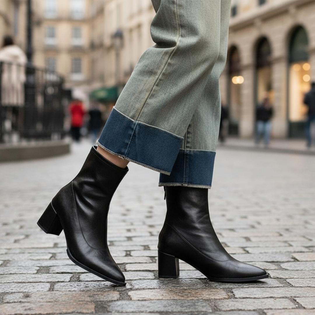 Stiefel mit Absatz & Spitz zulaufender Form – NoirVogue Ankle Boots