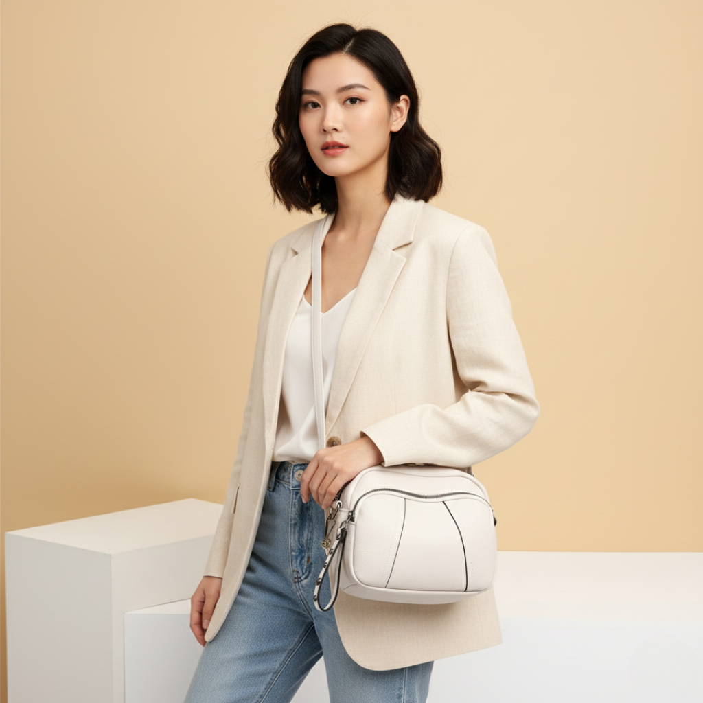 Weiche Satchel-Tasche in genarbter Optik