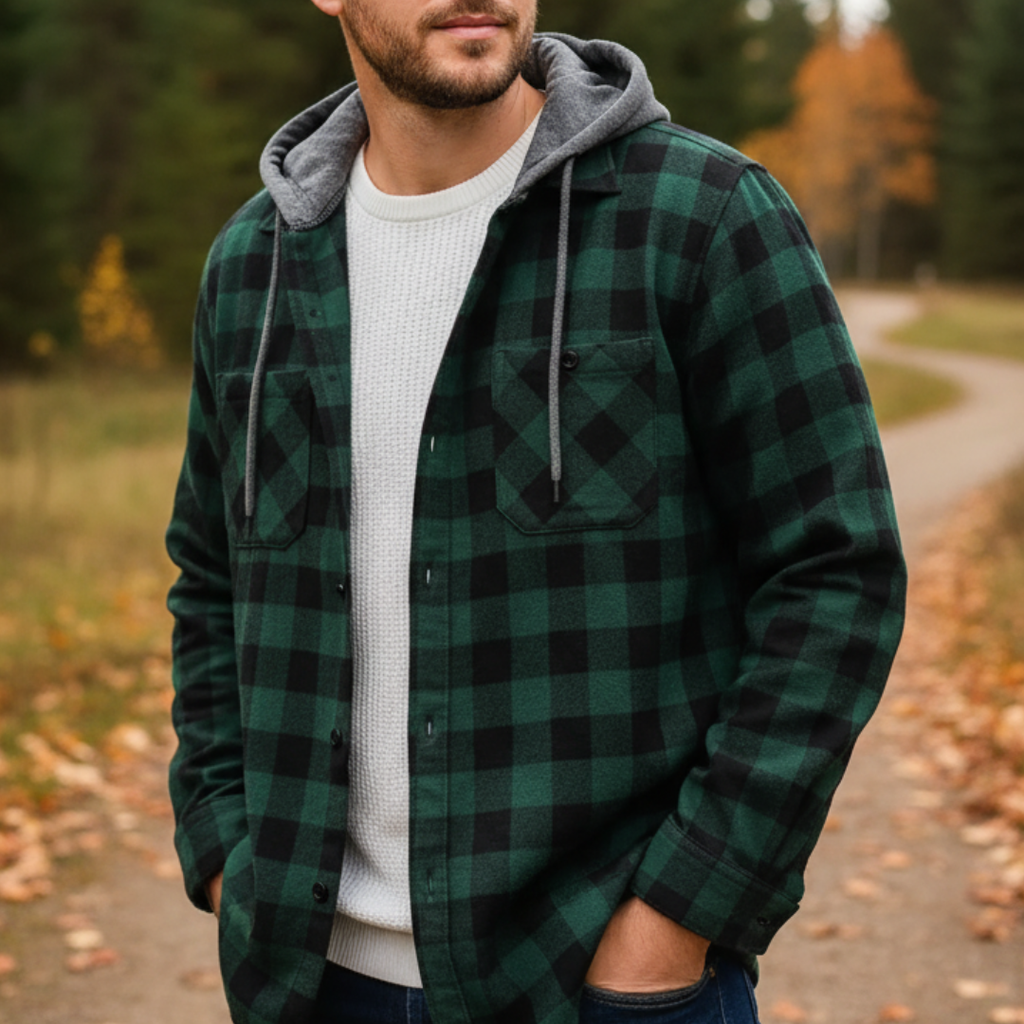Flanell Pullover mit Kapuze & Karo-Design – Nordspur TrailHaven