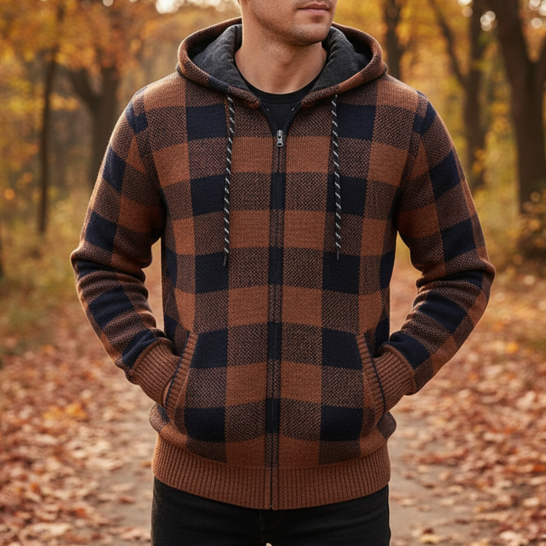Flanell Pullover mit Fleecefutter & Kapuze – NordHaven Check Jacket