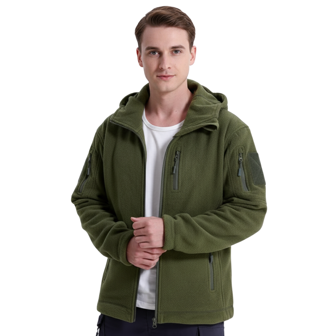 Herren Taktische Fleecejacke – Thermo Outdoor Hoodie mit Reißverschlusstaschen