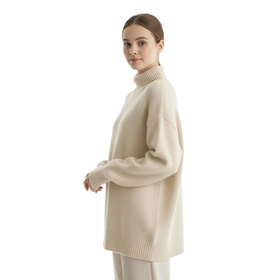 LuxeWool Pullover mit hohem Kragen
