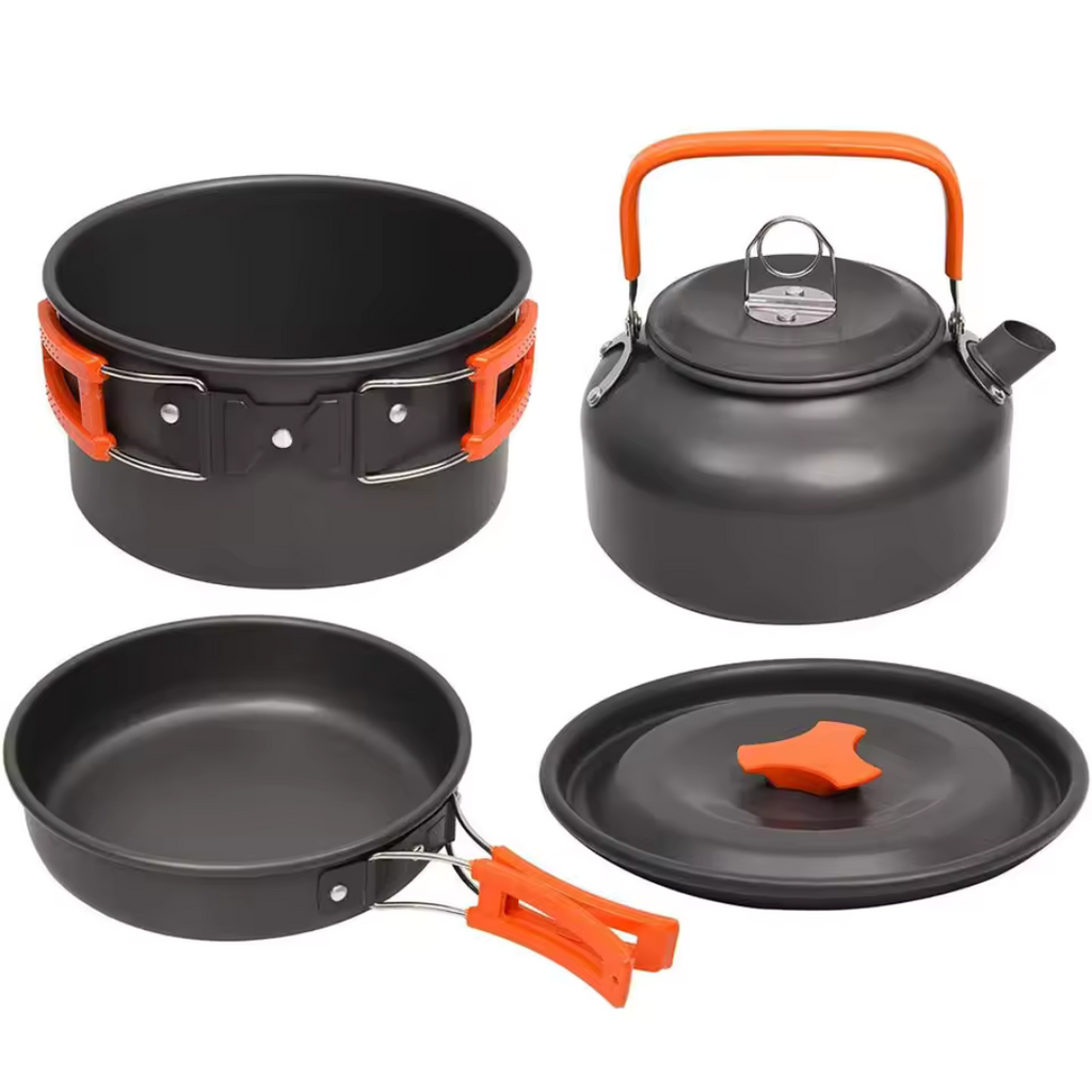 Kochgeschirr Set mit Kessel für Camping & Trekking – KocherSet Plus