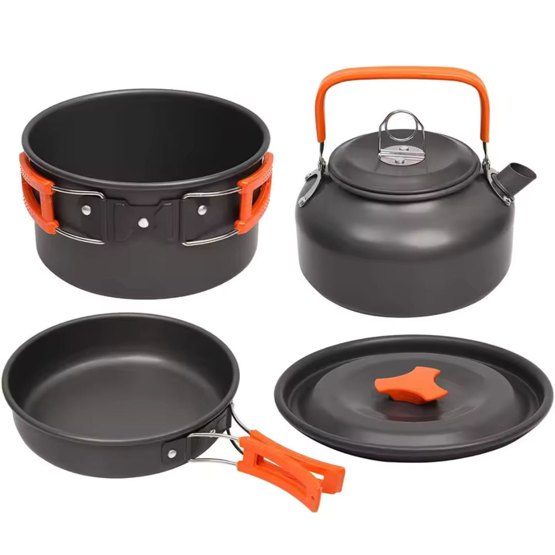 Kochgeschirr Set mit Kessel für Camping & Trekking – KocherSet Plus