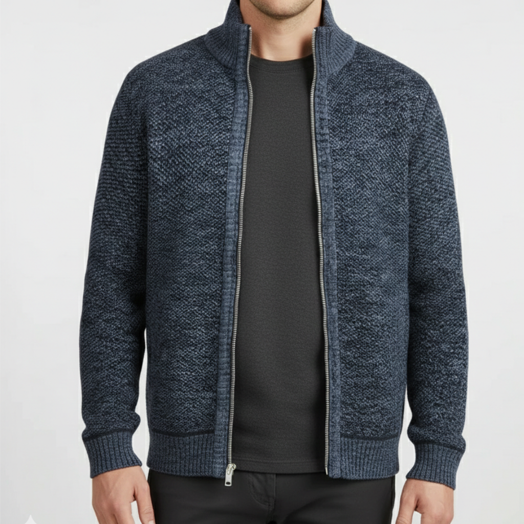 Gefütterter Cardigan mit durchgehendem Reißverschluss