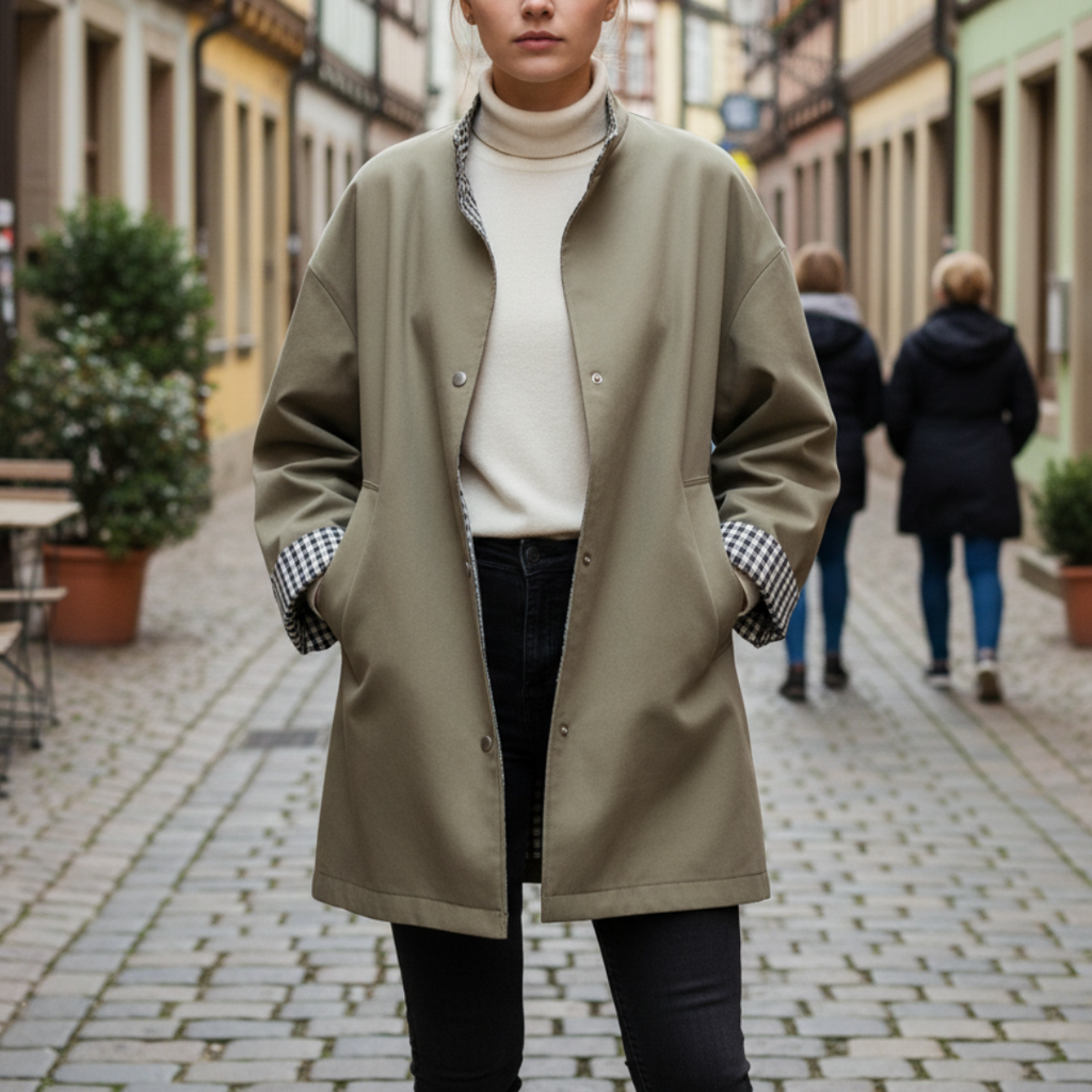 Wendbare Jacke aus Polyester mit Karoseite – UrbanEase Trench