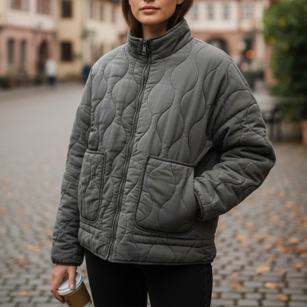 Mantel Damen gesteppt mit hohem Kragen & Taschen – QuiltaWarm Jacke