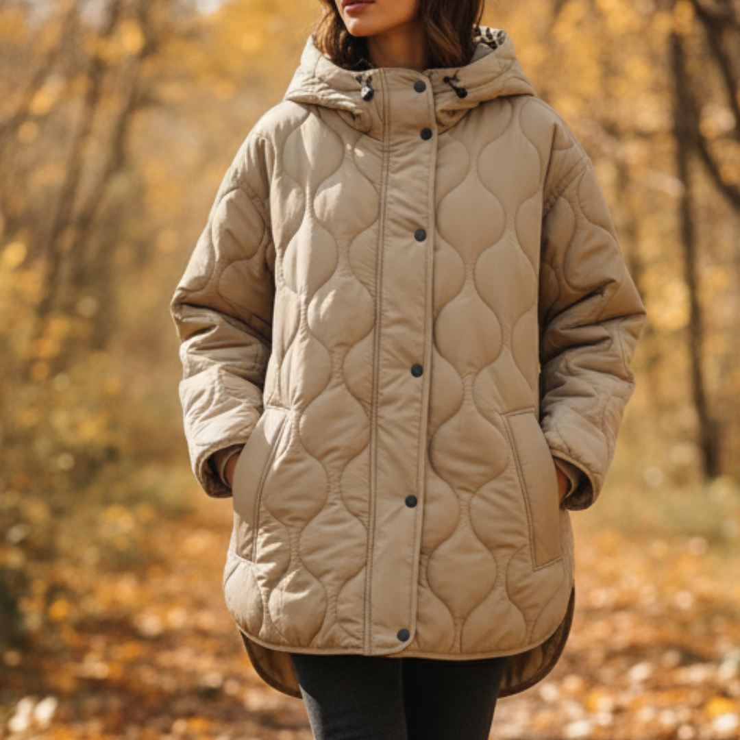 Mantel Damen mit Kapuze & Diamant-Steppdesign – ArcticWeave Coat