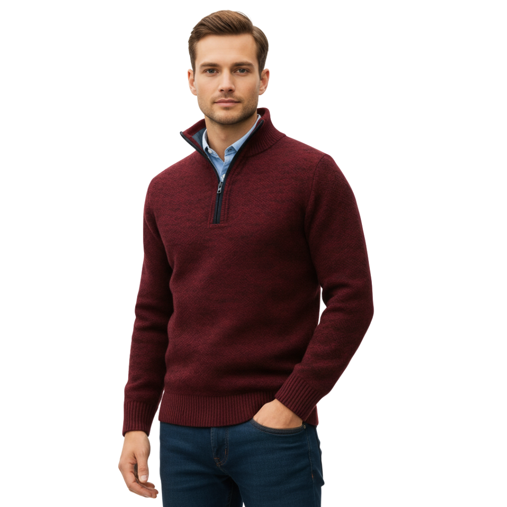 MerinoEdge Strickpullover mit Halb-Reißverschluss