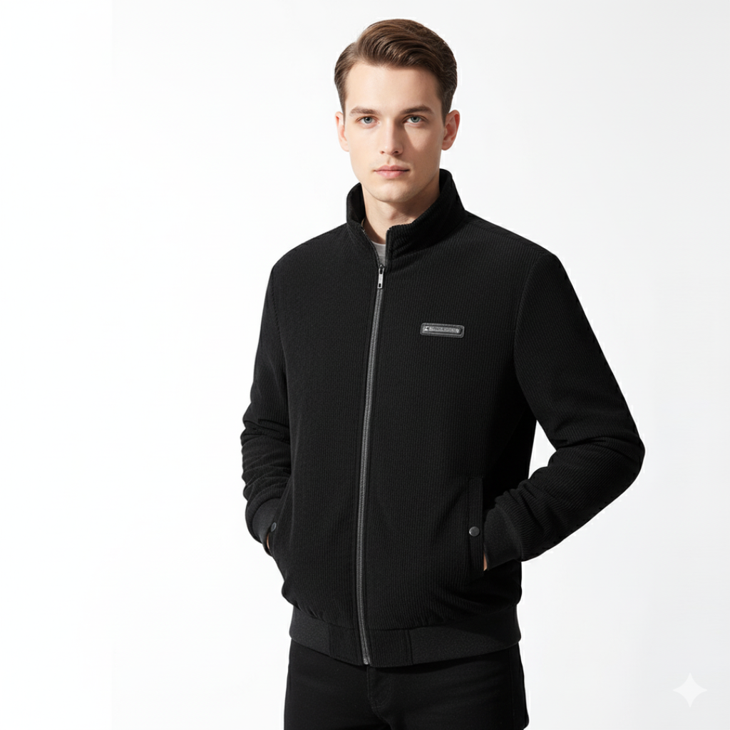 Herren Cordjacke mit Fleecefutter – Warme Winterjacke mit Reißverschluss