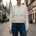 Mantel Damen mit V-Ausschnitt & Pattentaschen – Vellora Bomberjacke