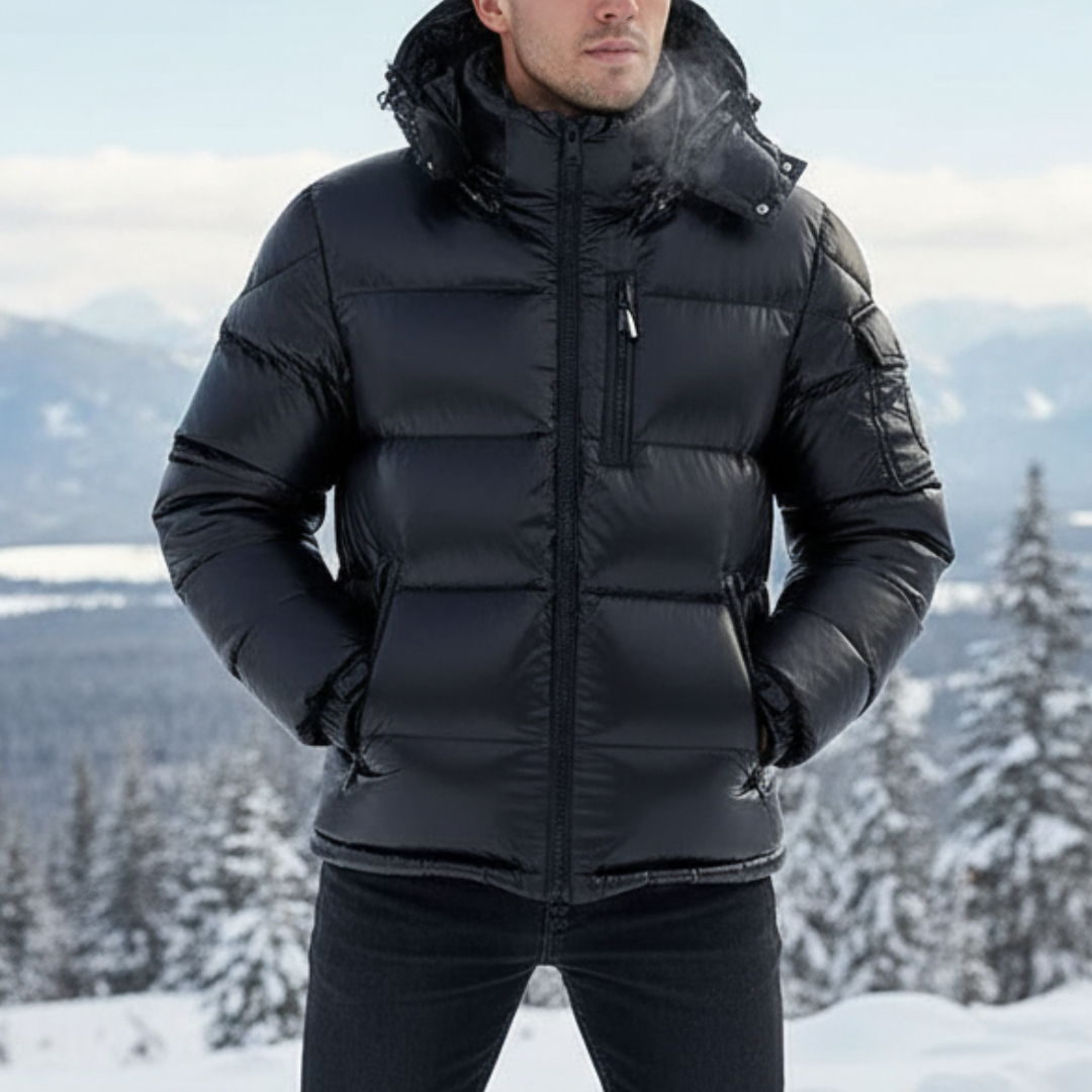 Daunenjacke Herren mit Abnehmbarer Kapuze & Glänzender Oberfläche – NordVail ArcticShield
