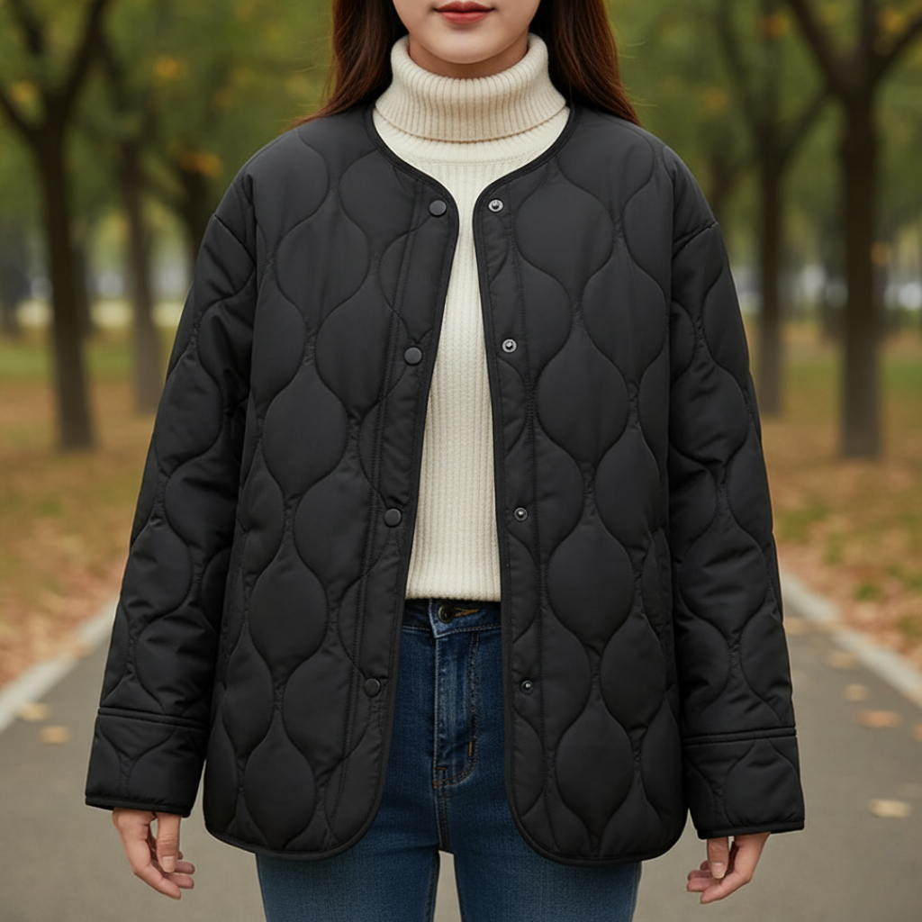 Mantel Damen wattiert & gesteppt mit Druckknöpfen – Quiltaura Coat