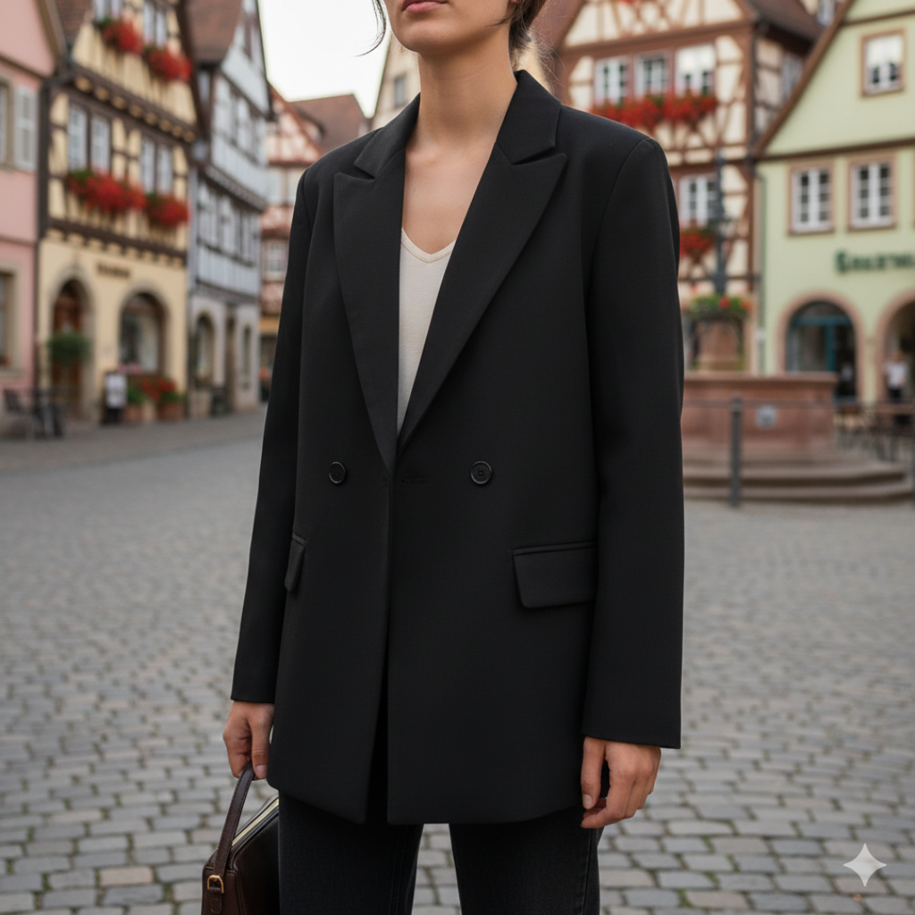 Mantel Damen mit Doppelreiher & Reverskragen – ClassyForm Blazerjacke