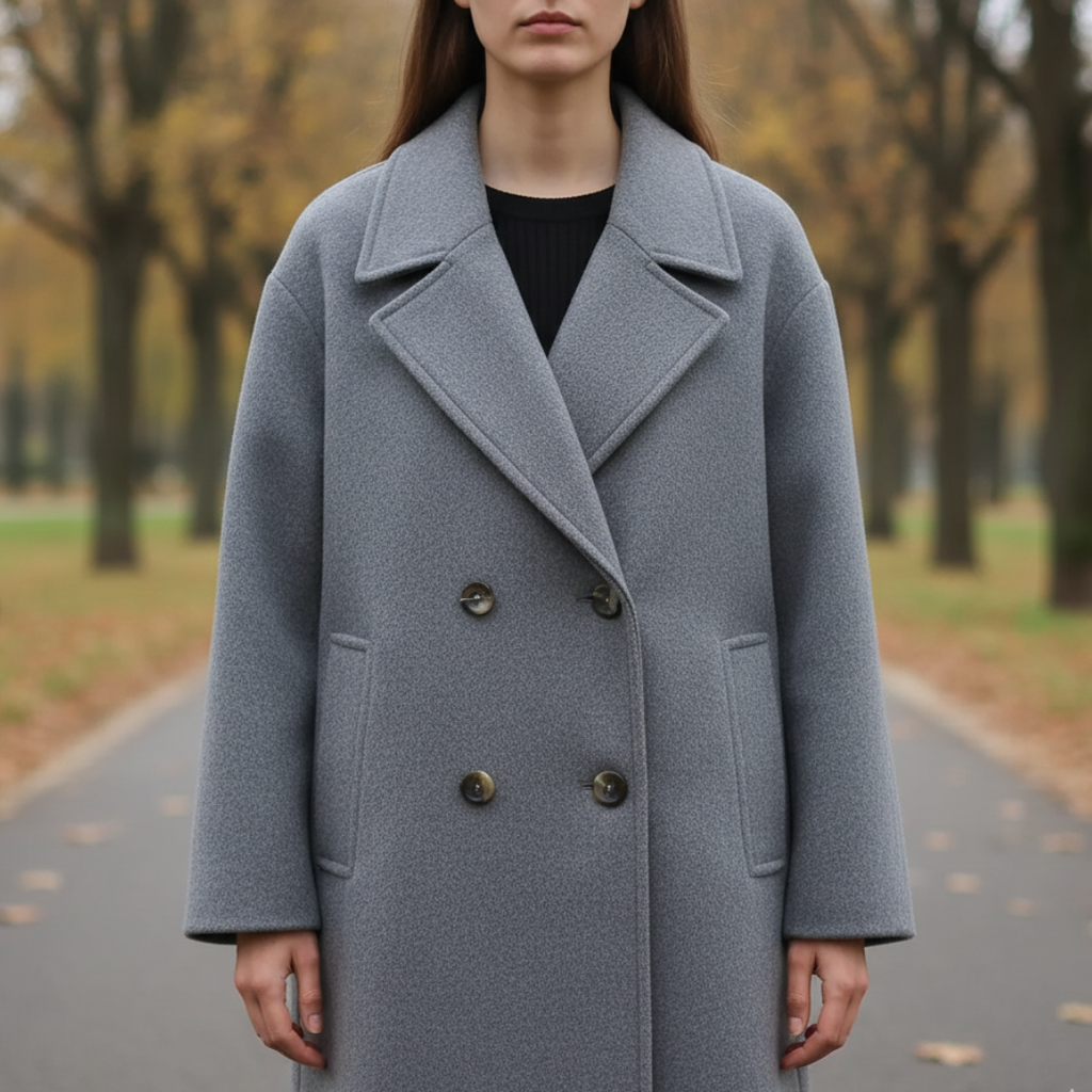 Mantel Damen Oversized mit Doppelreiher & Taschen – Nordveil Woolen Coat