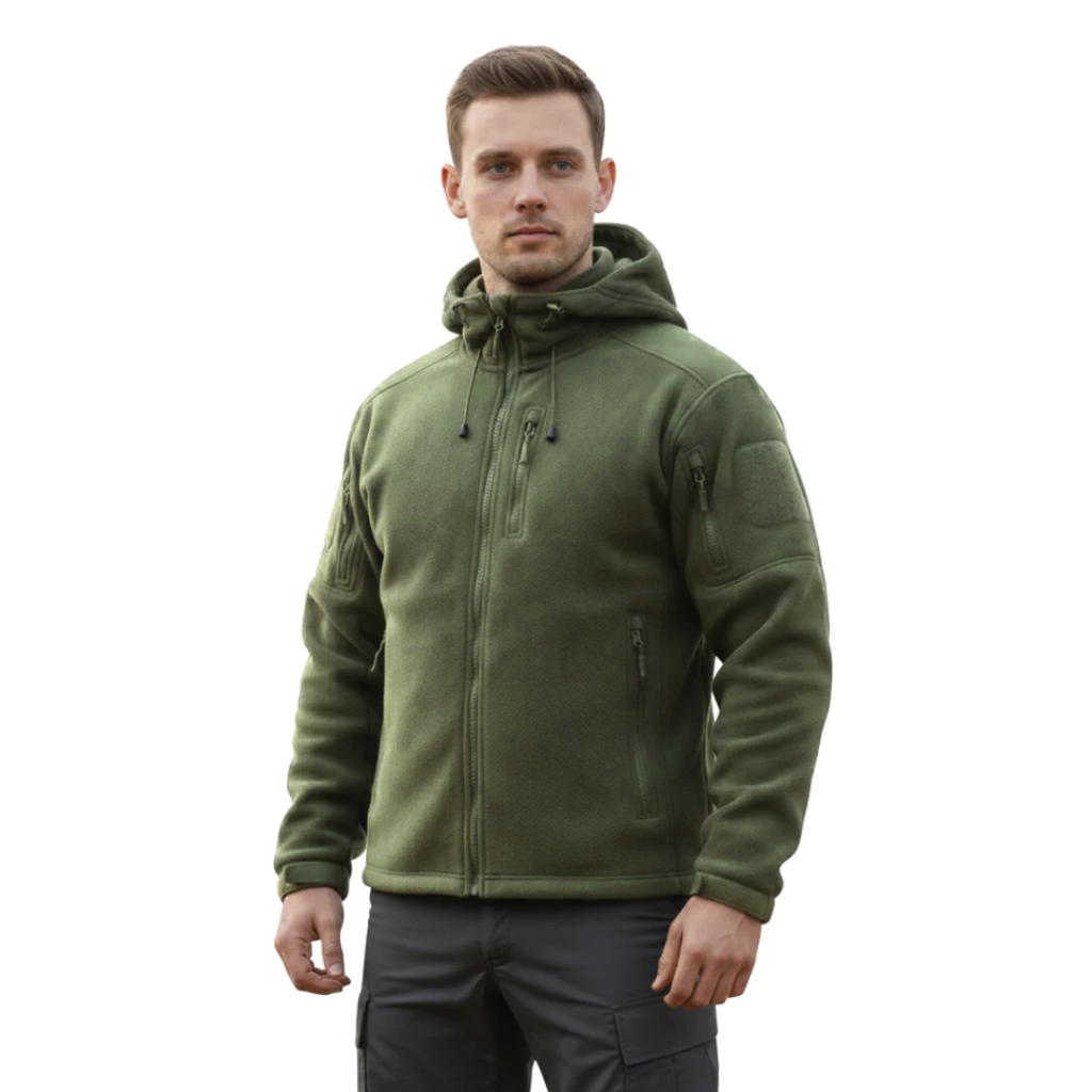 Winddichte Herren-Fleecejacke mit Kapuze – Warme Outdoor-Softshell