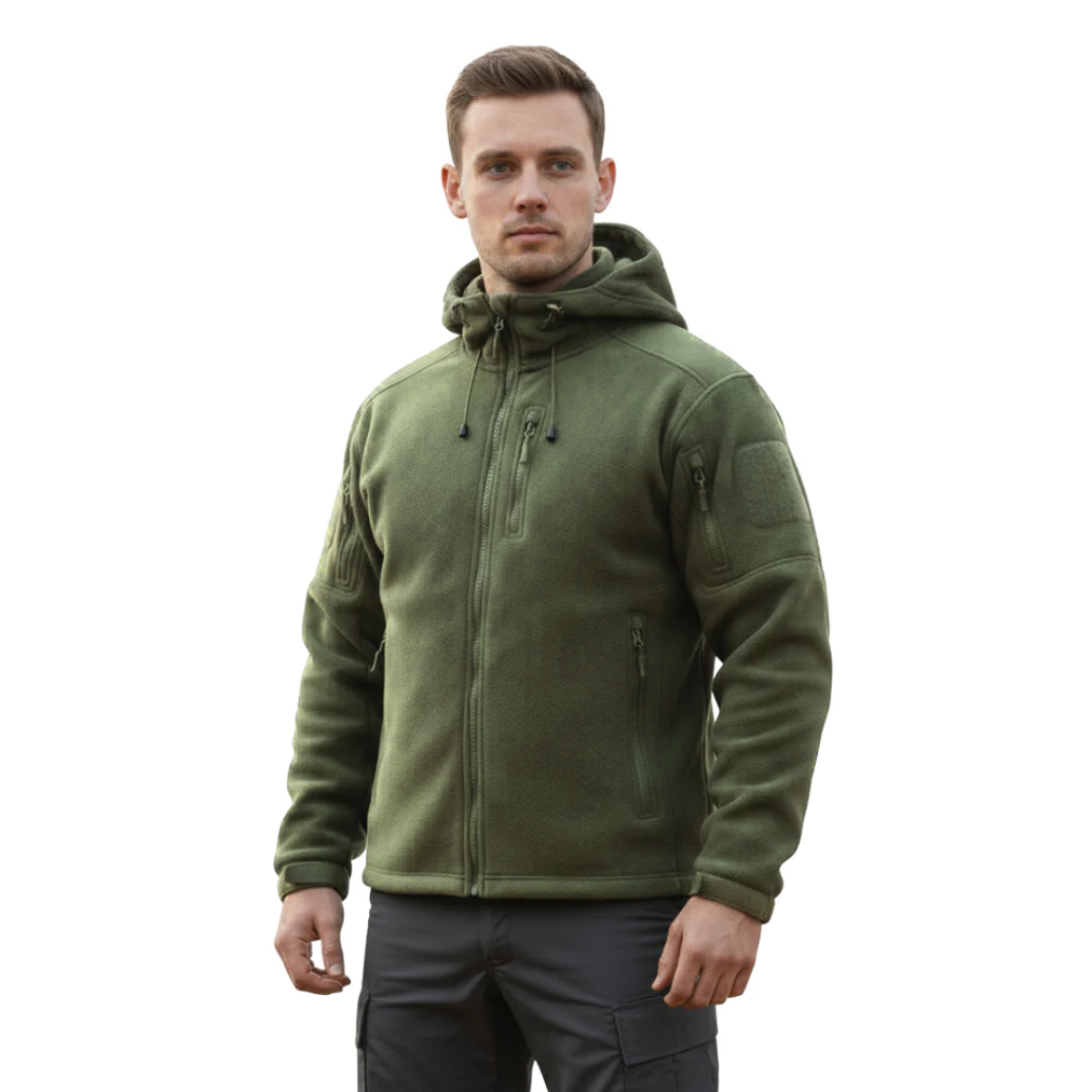 Winddichte Herren-Fleecejacke mit Kapuze – Warme Outdoor-Softshell