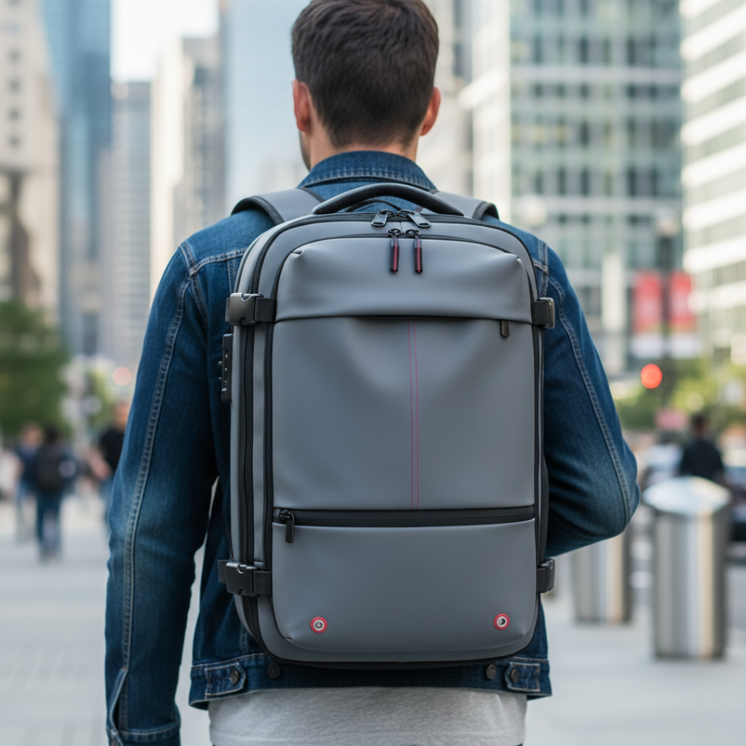 Taschen Rucksack mit Kompressionssystem & Nass-/Trockenfach – PackForm Traveler