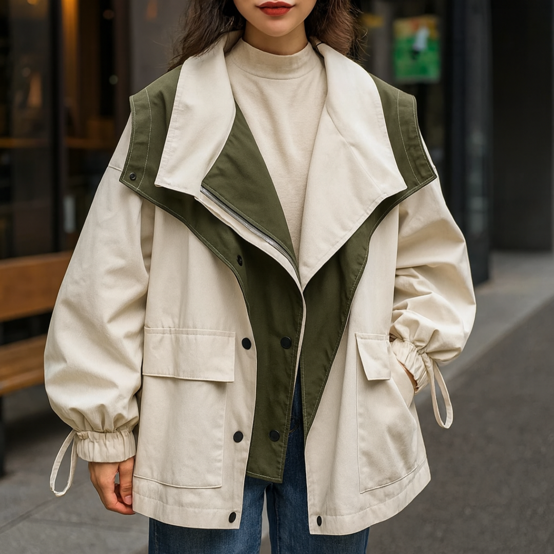Damen Übergangsjacke mit verstellbarer Taille & leichtem Design – NordBreeze Alva