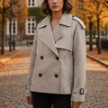 Mantel Damen kurz mit Doppelreiher & Oversized-Schnitt – UrbanChic Cropped Coat