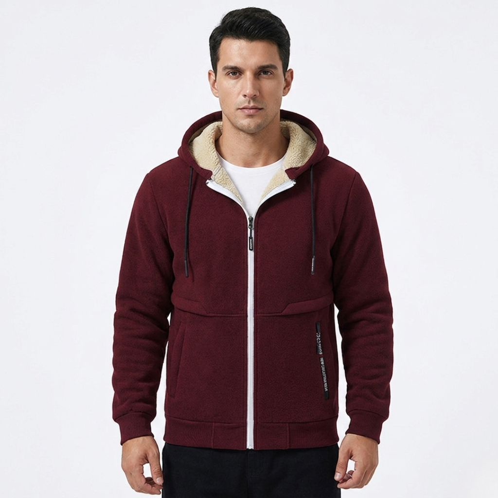 Schwere Kapuzenjacke mit Reißverschluss