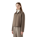 Damen Kurzjacke aus Wollmischung mit Reißverschluss – Minimalistischer Mantel mit weitem Ärmel