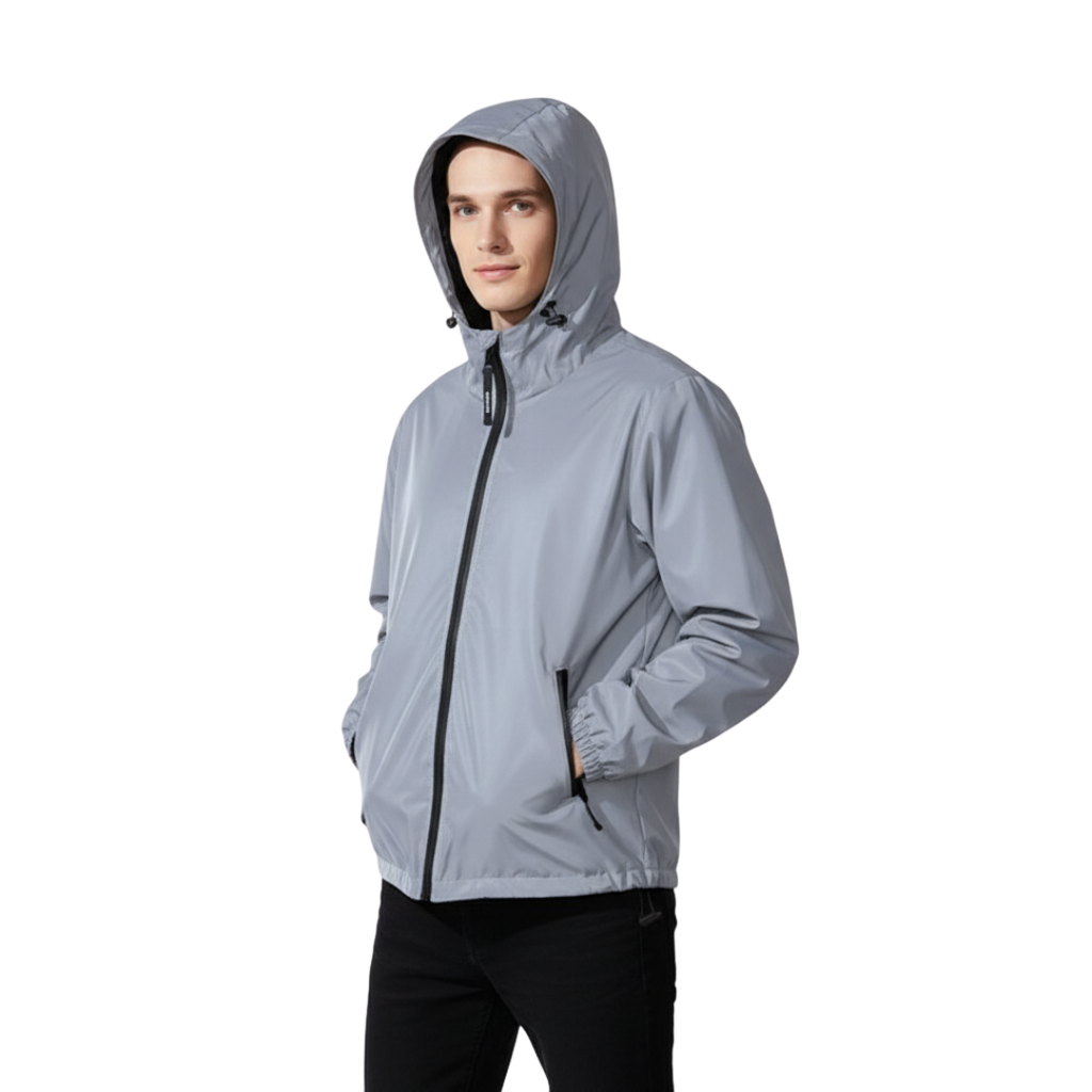 Herren Reflektierende Windjacke – Kapuzenjacke mit Reißverschluss