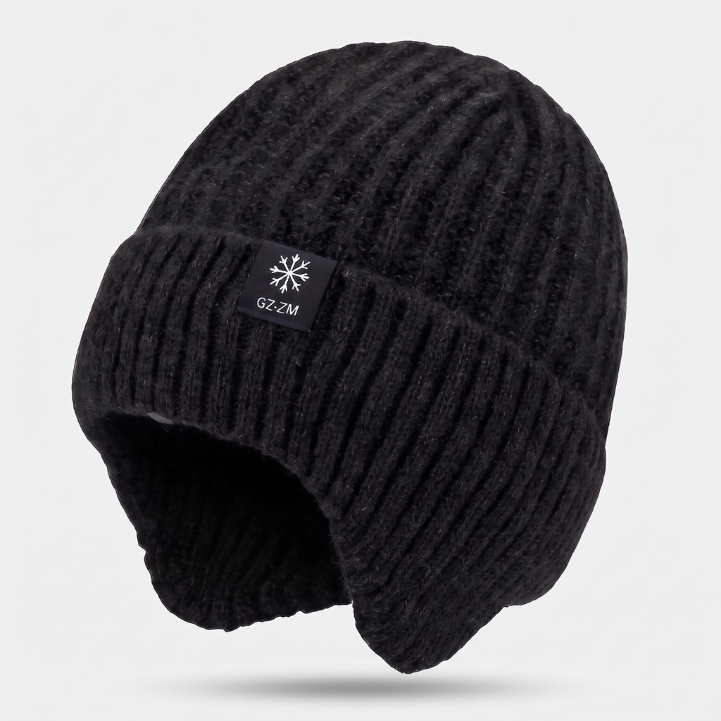 Herren Beanie mit Ohrenklappen – fleecegefüttert