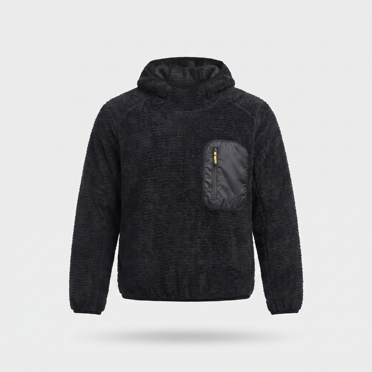 Fleece-Hoodie – Sherpa-Pullover als Midlayer mit Zip-Tasche