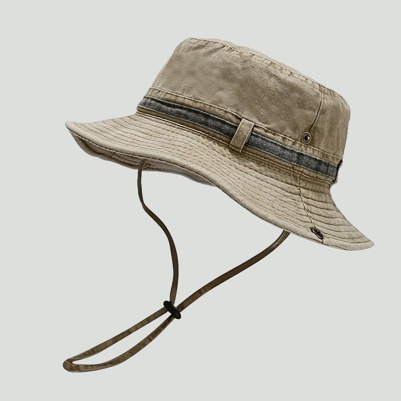 Herren Buschhut faltbar – breite Krempe mit Kinnband