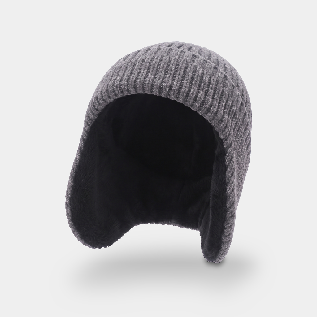 Herren Beanie mit Ohrenklappen – fleecegefüttert