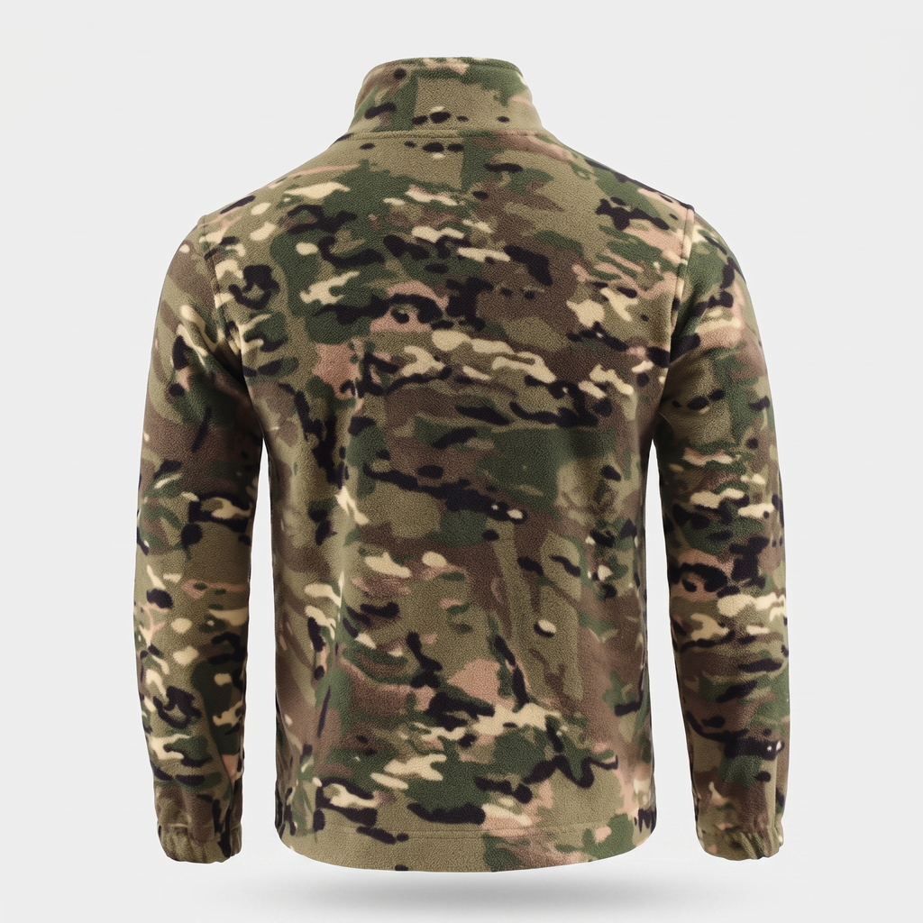 Herren Camo-Fleecejacke mit Stehkragen und durchgehendem Reißverschluss