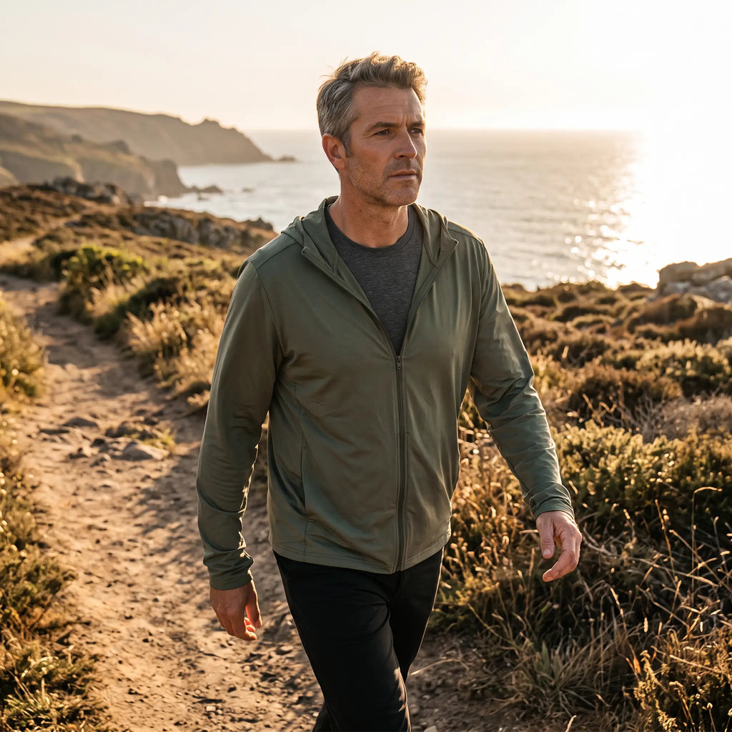 Herren Sonnenhoodie mit durchgehendem Reißverschluss – UPF 50+
