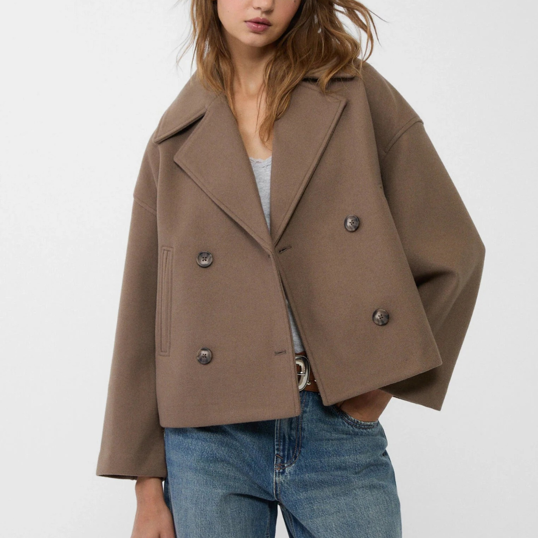 Damen Kurz geschnittener mantel – Vintage Zweireihige Jacke