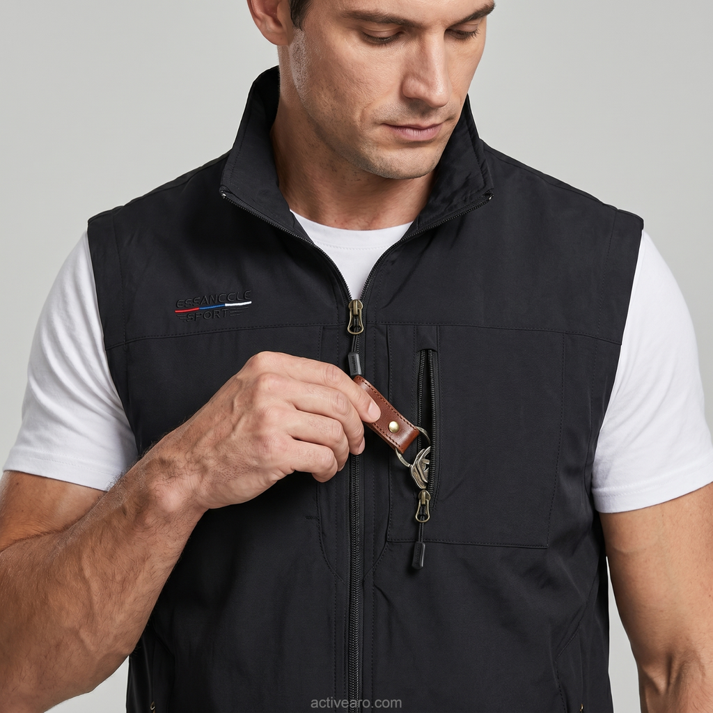 Leichte Outdoor-Weste mit vielen Taschen – schnelltrocknende Schicht