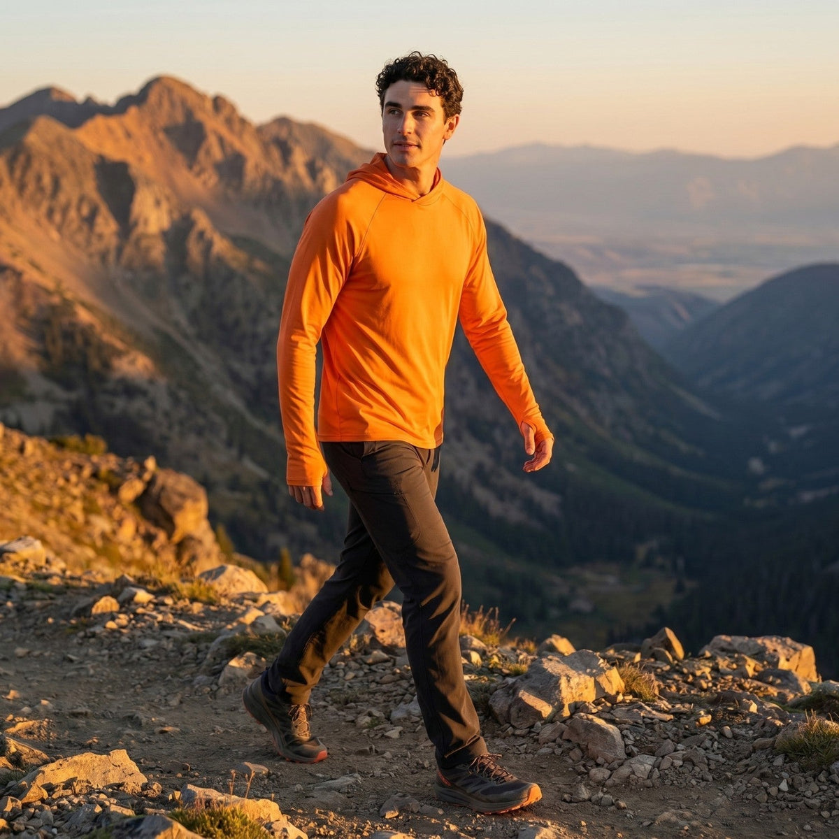 Herren UV-Hoodie UPF 50+ – leicht, schnelltrocknend mit Daumenschlaufen